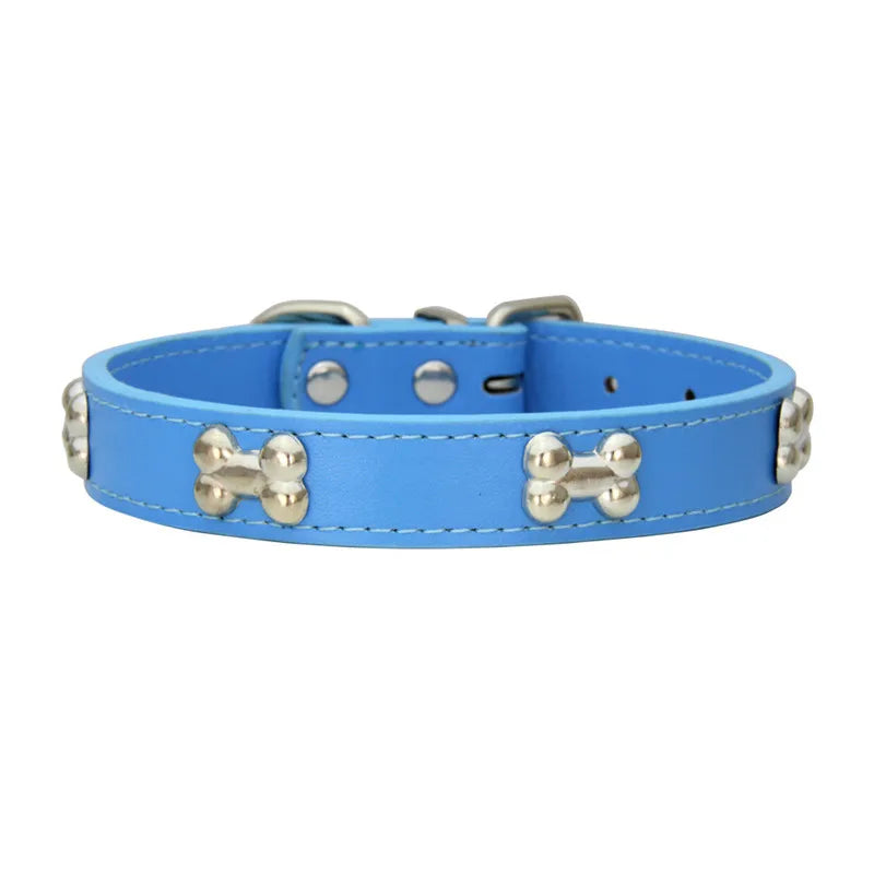 Durable Bone Leather Dog Collar
