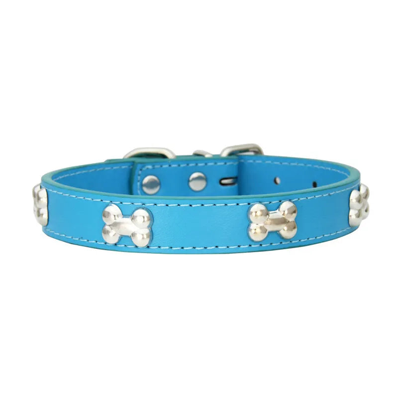 Durable Bone Leather Dog Collar