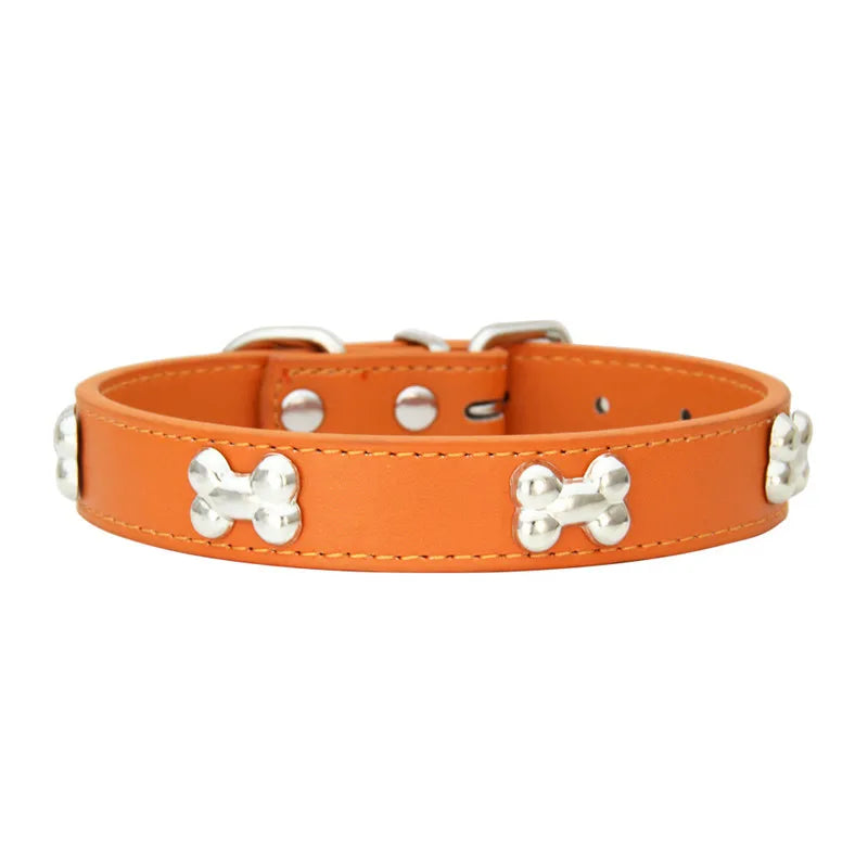 Durable Bone Leather Dog Collar