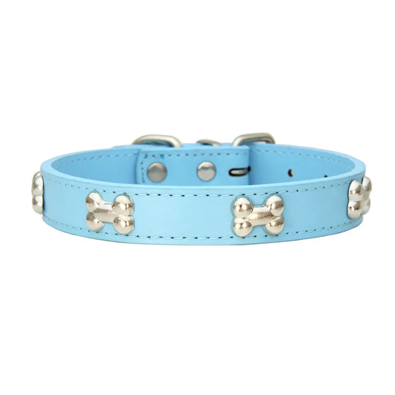 Durable Bone Leather Dog Collar