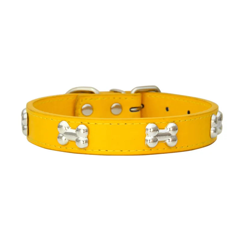 Durable Bone Leather Dog Collar