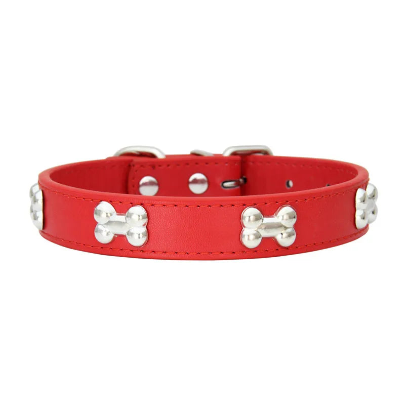 Durable Bone Leather Dog Collar