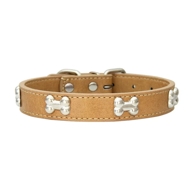 Durable Bone Leather Dog Collar