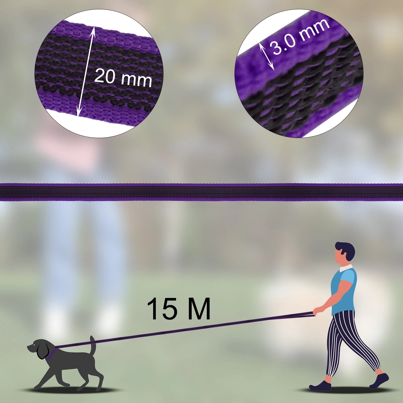 Dual-Color Latex Silk Dog Leash – Multiple Lengths