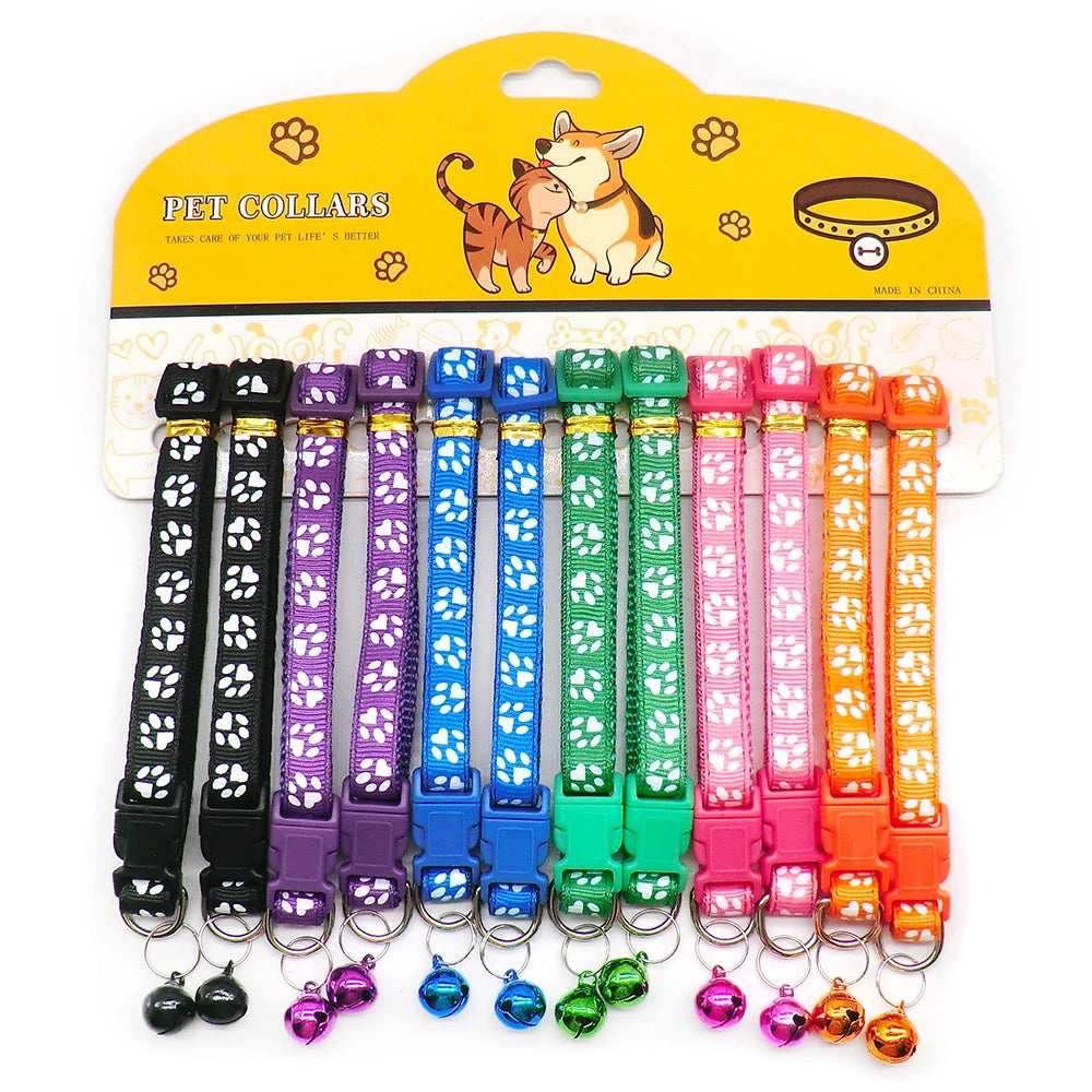 12pcs Mixed Color Pet Collars with Bell