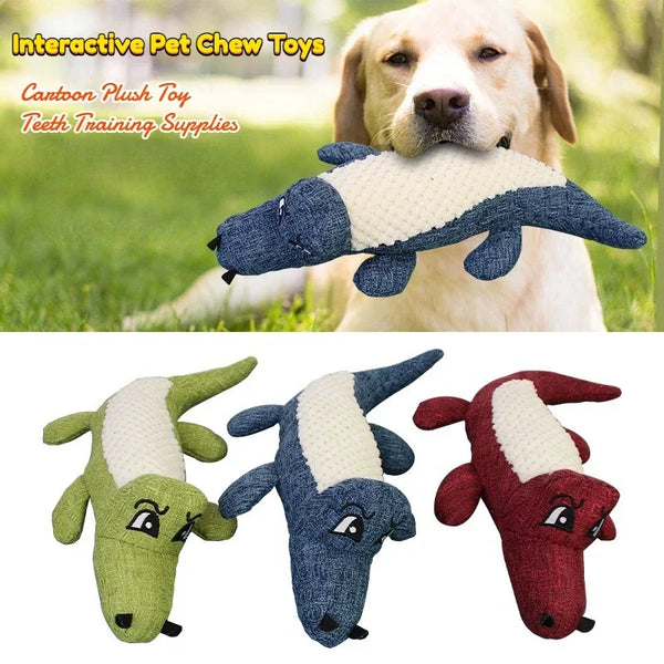 Plush Alligator Dog Chew Toy with Squeaker