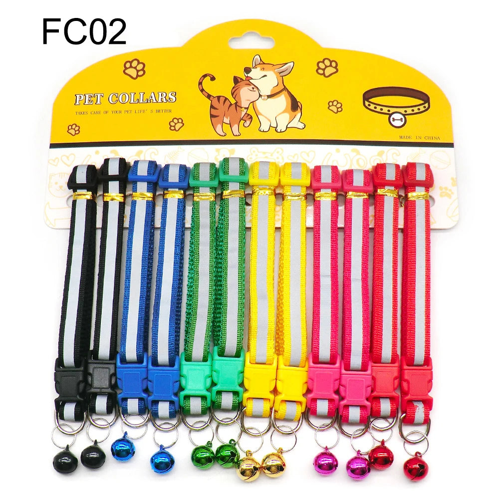 12pcs Mixed Color Pet Collars with Bell