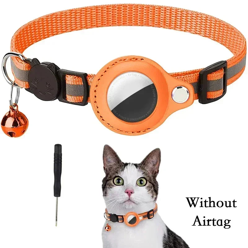 Reflective Airtag Cat Collar with Bell