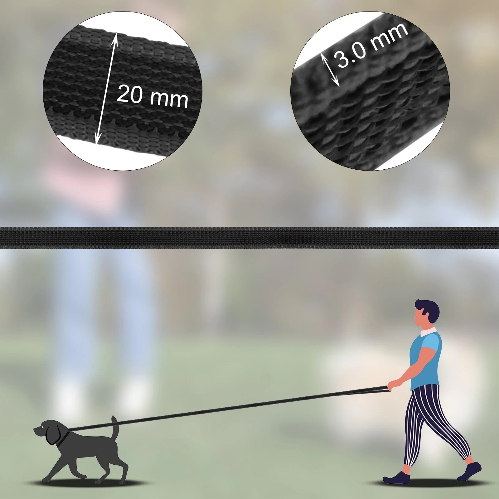 Dual-Color Latex Silk Dog Leash – Multiple Lengths