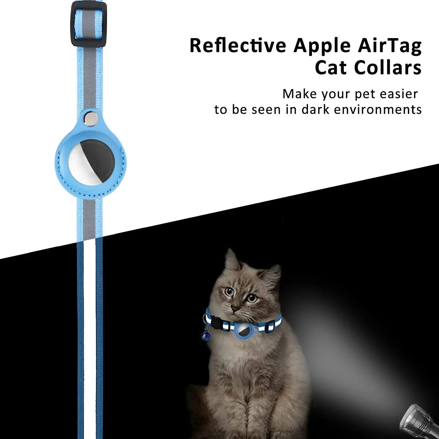 Reflective Airtag Cat Collar with Bell
