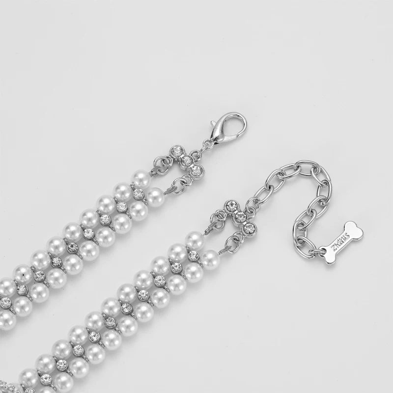 Luxury Pearl Rhinestone Cat & Puppy Necklace