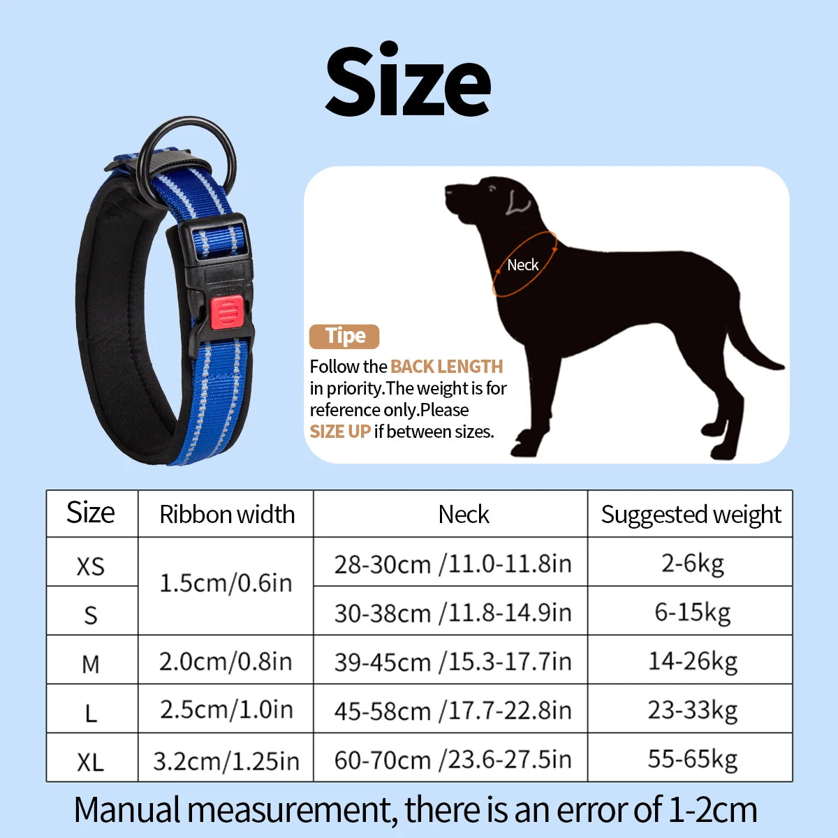 Reflective Adjustable Foam Dog Collar