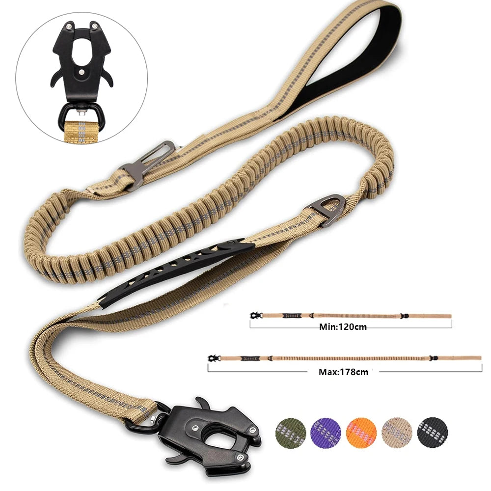Reflective Shock-Absorbing Tactical Dog Leash