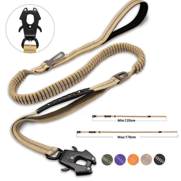 Reflective Shock-Absorbing Tactical Dog Leash