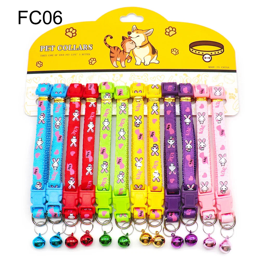 12pcs Mixed Color Pet Collars with Bell