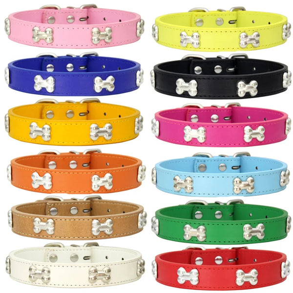 Durable Bone Leather Dog Collar