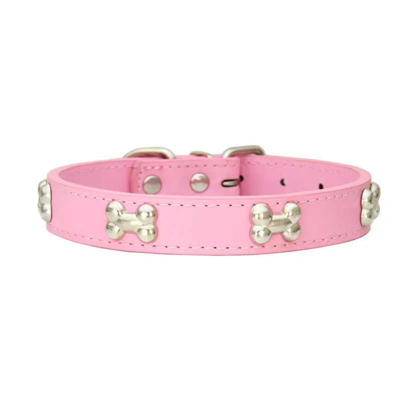 Durable Bone Leather Dog Collar