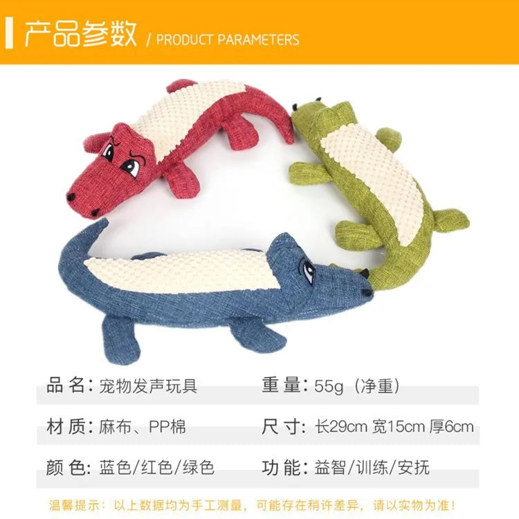Plush Alligator Dog Chew Toy with Squeaker