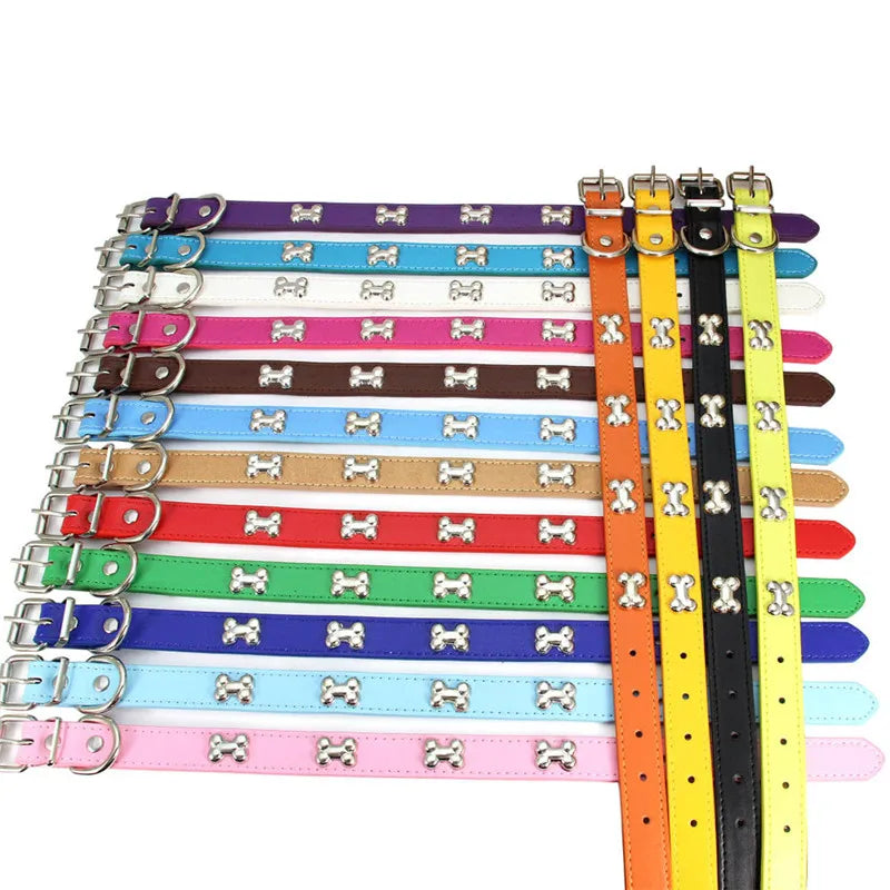 Durable Bone Leather Dog Collar