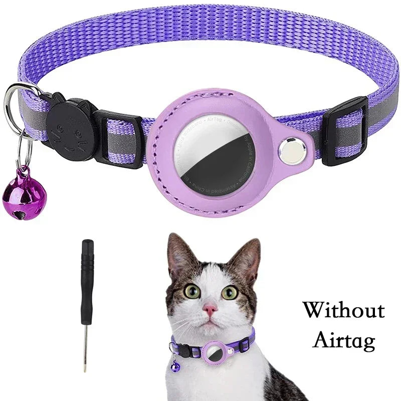 Reflective Airtag Cat Collar with Bell