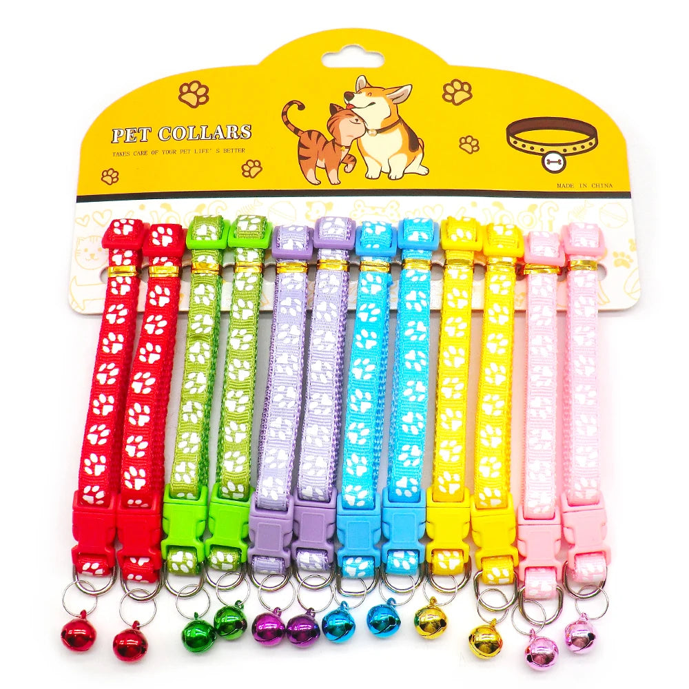 12pcs Mixed Color Pet Collars with Bell