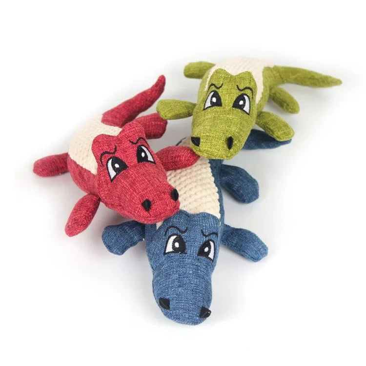 Plush Alligator Dog Chew Toy with Squeaker