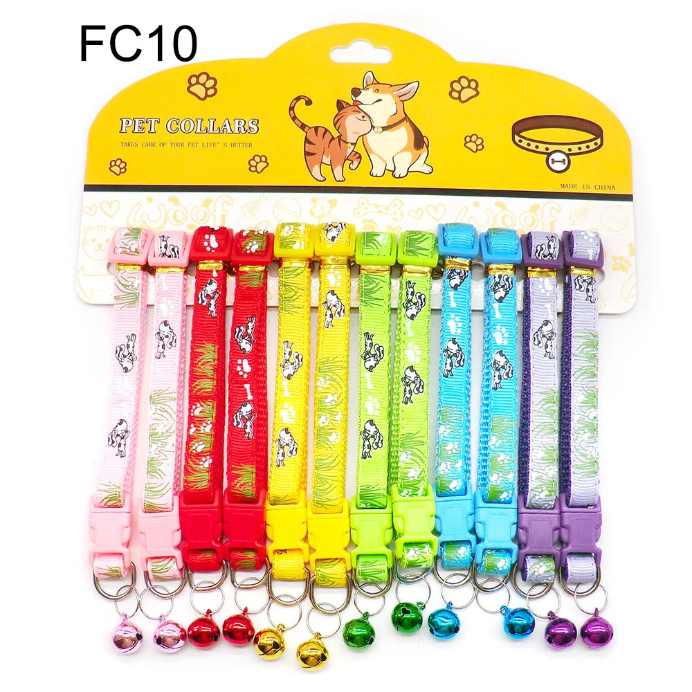 12pcs Mixed Color Pet Collars with Bell