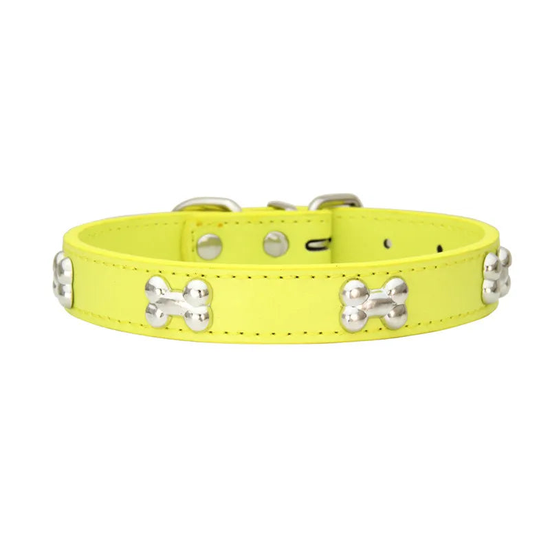 Durable Bone Leather Dog Collar