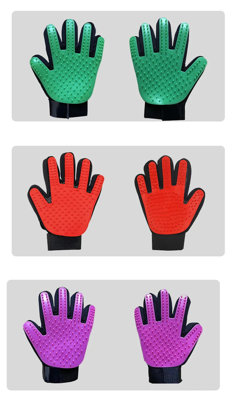 Pet Grooming Glove – Hair Remover & Massage Brush (6 Colors)