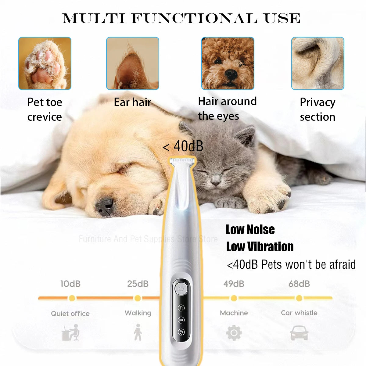 Waterproof Dog Paw Trimmer with LED Light