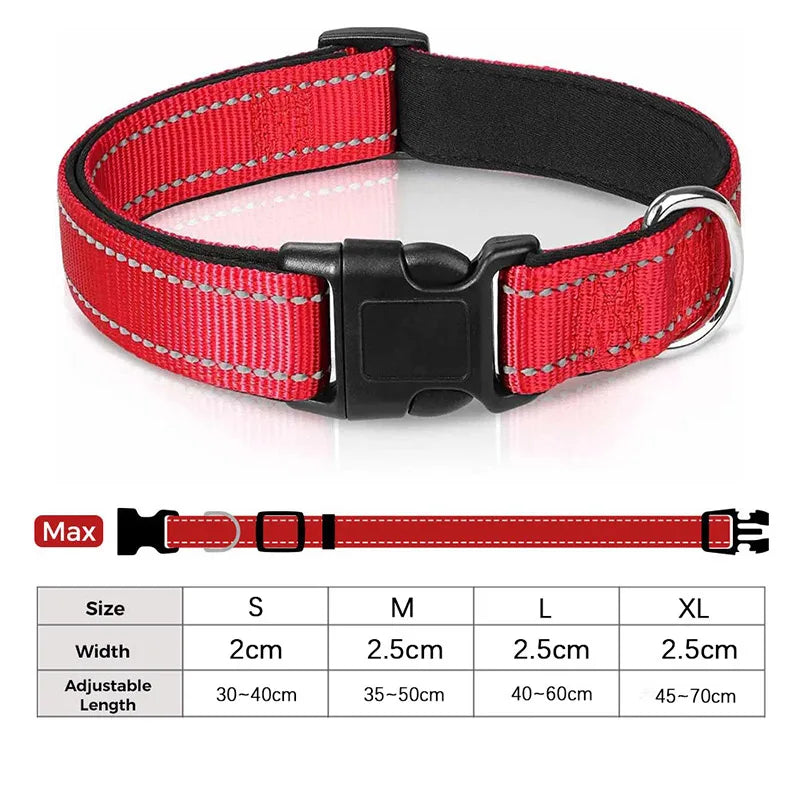 Reflective Neoprene Padded Dog Collar