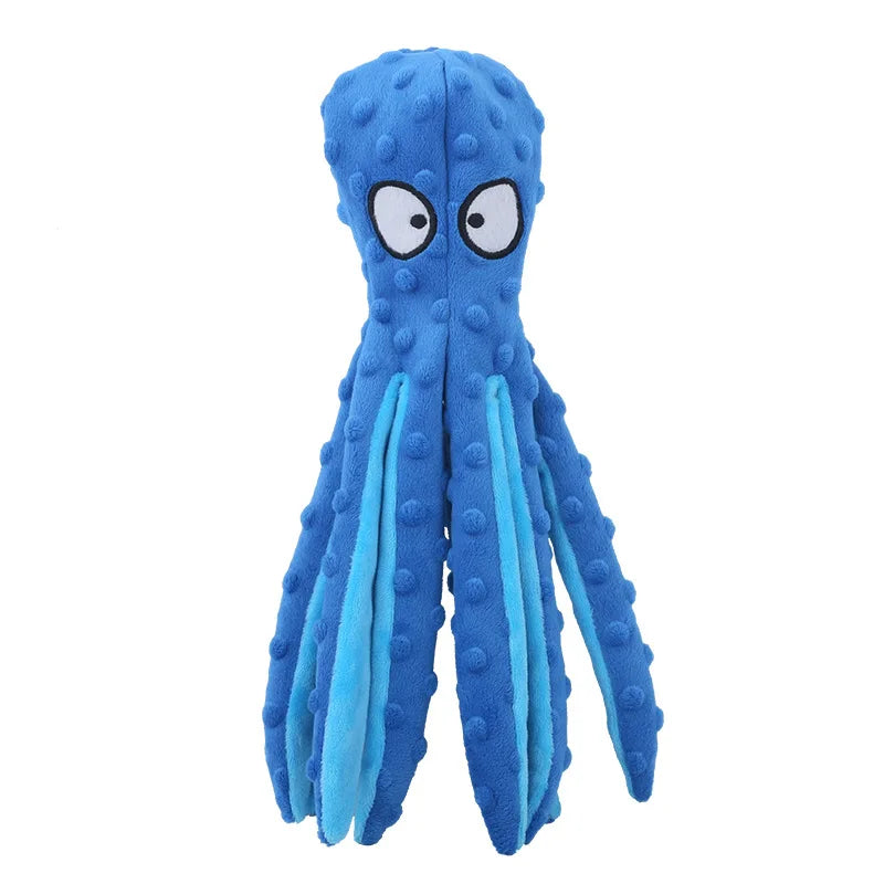 Bite-Resistant Plush Octopus Squeaky Dog Toy