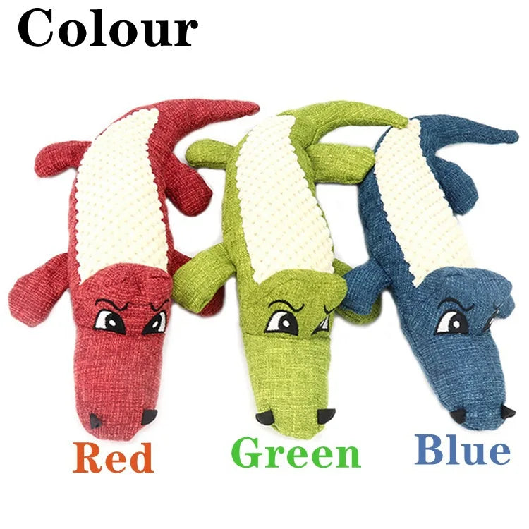 Plush Alligator Dog Chew Toy with Squeaker