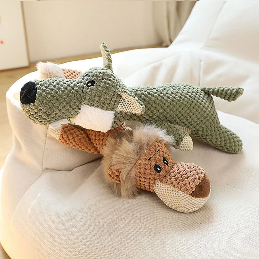 Bite-Resistant Plush Squeaky Dog Toy – Animal Design