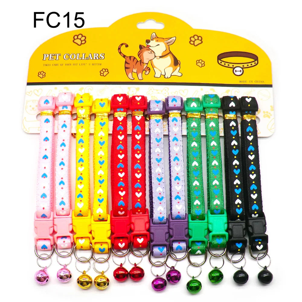 12pcs Mixed Color Pet Collars with Bell