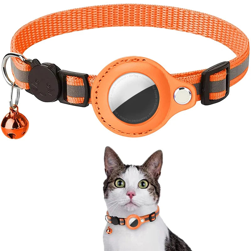 Reflective Airtag Cat Collar with Bell