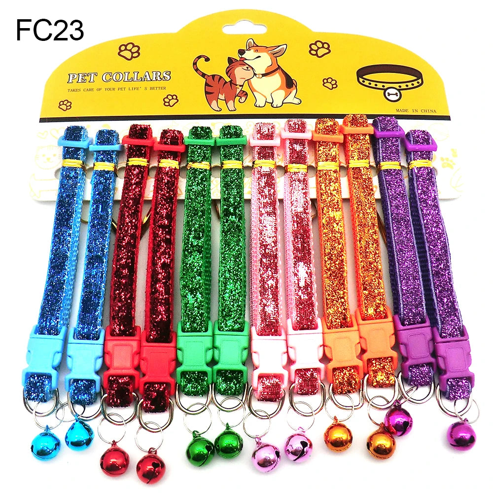 12pcs Mixed Color Pet Collars with Bell