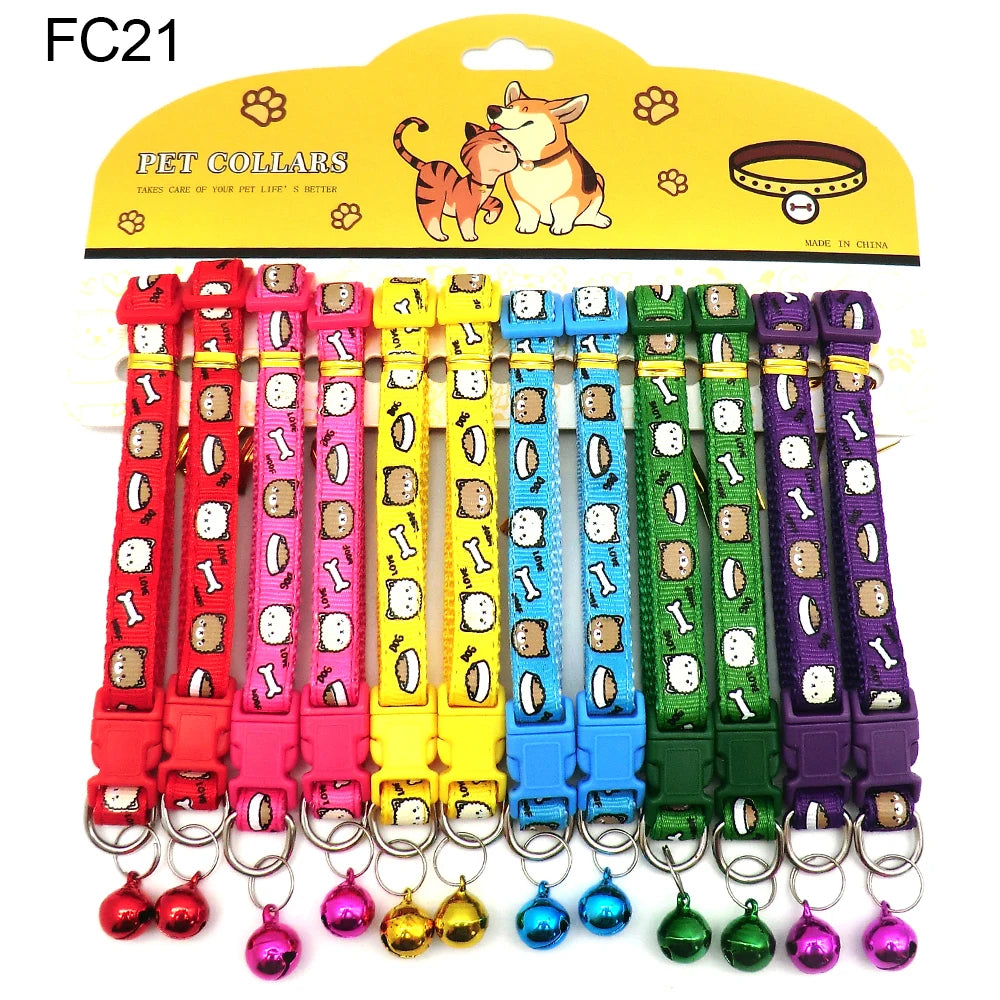 12pcs Mixed Color Pet Collars with Bell