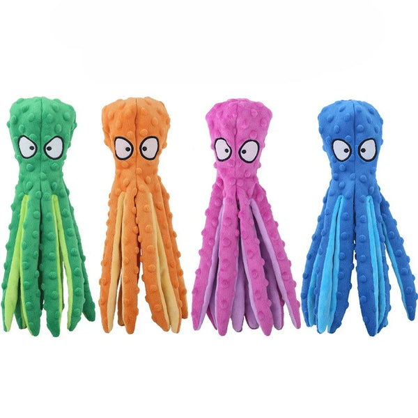 Bite-Resistant Plush Octopus Squeaky Dog Toy