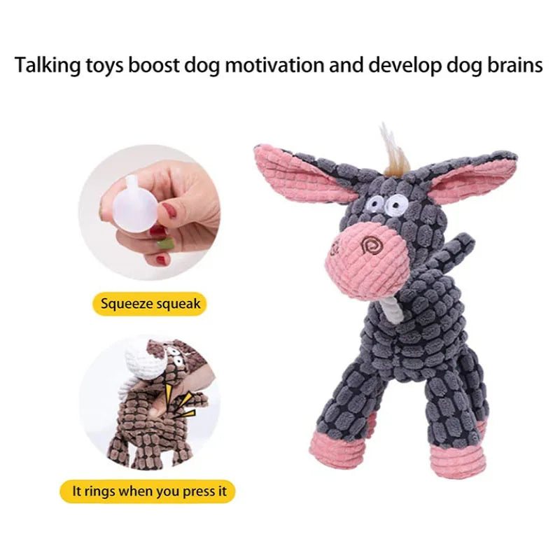 Plush Donkey Squeaky Dog Chew Toy