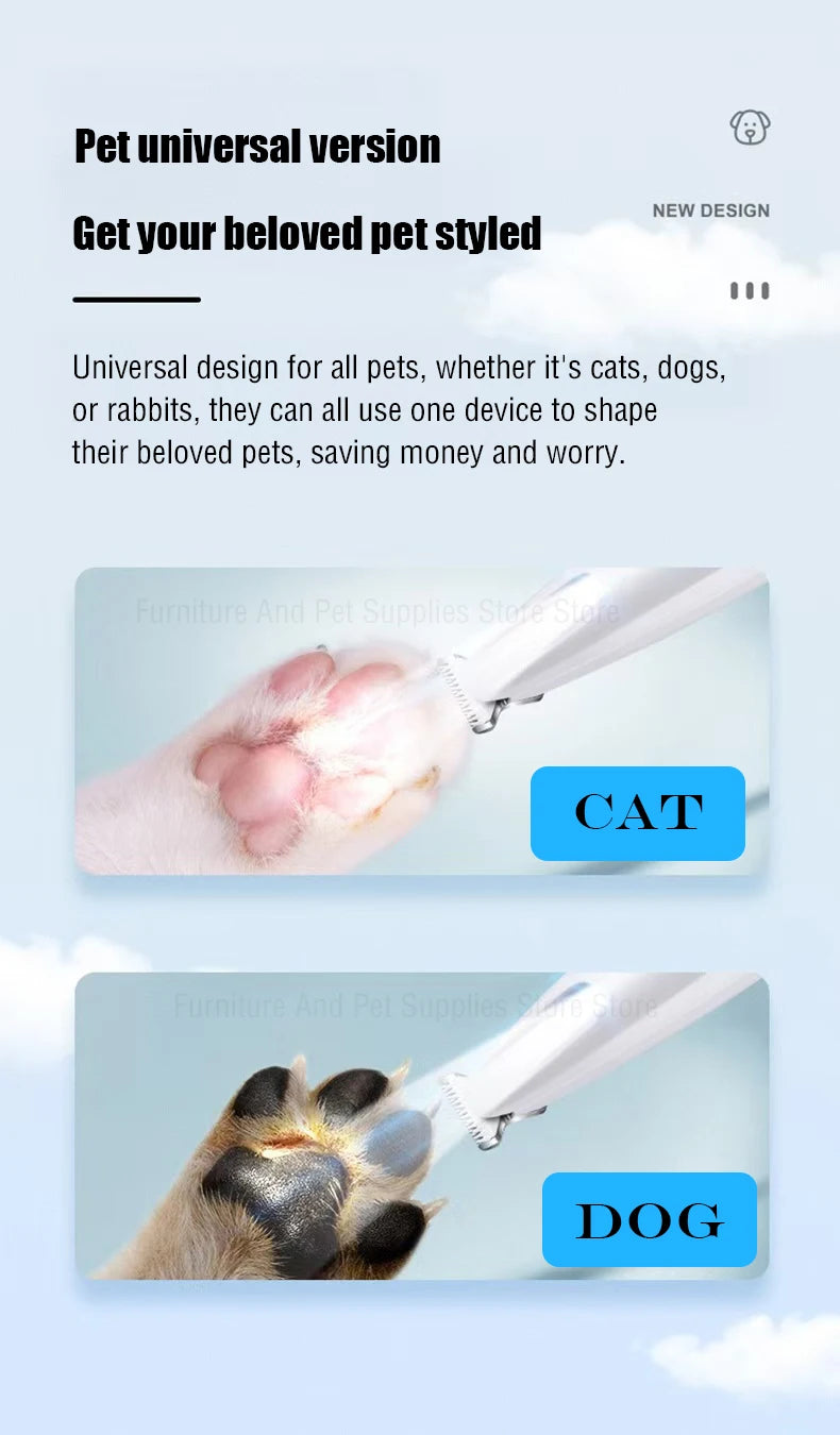 Waterproof Dog Paw Trimmer with LED Light