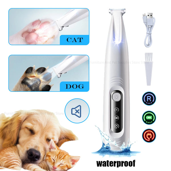 Waterproof Dog Paw Trimmer with LED Light