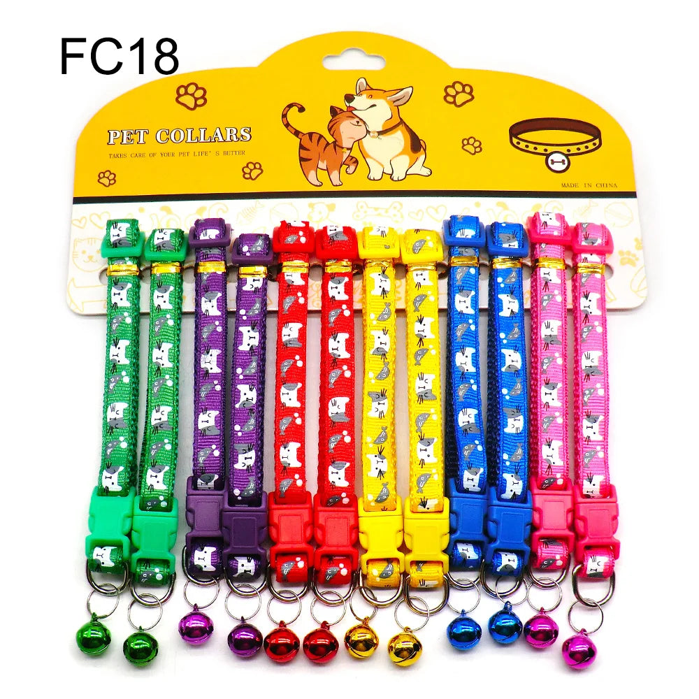 12pcs Mixed Color Pet Collars with Bell