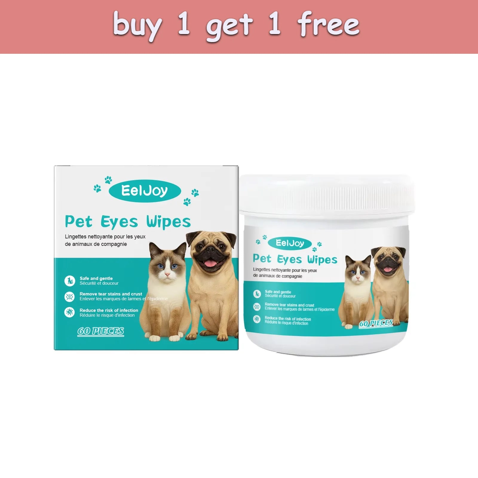 EELJOY Pet Eye & Ear Cleaning Wipes – 60 Pieces