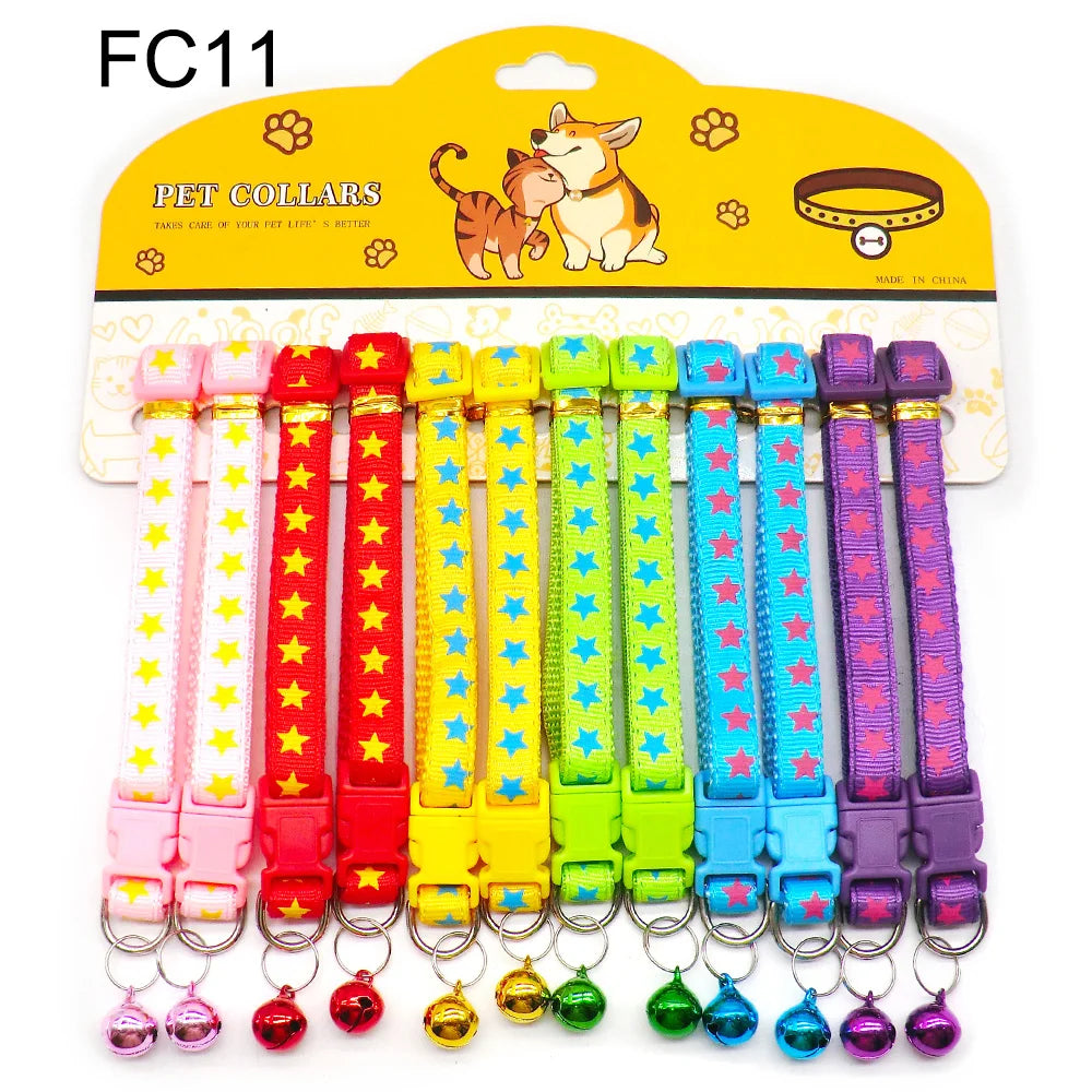 12pcs Mixed Color Pet Collars with Bell