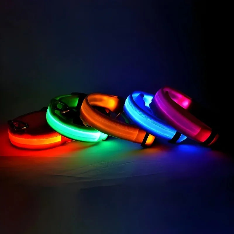 LED Nylon Dog Collar Night Safety Glow