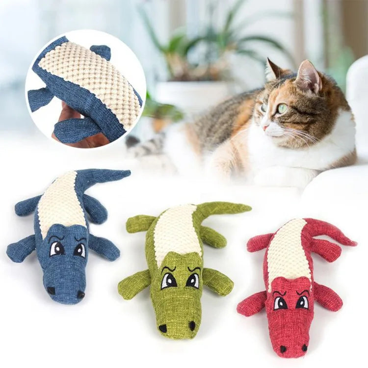 Plush Alligator Dog Chew Toy with Squeaker