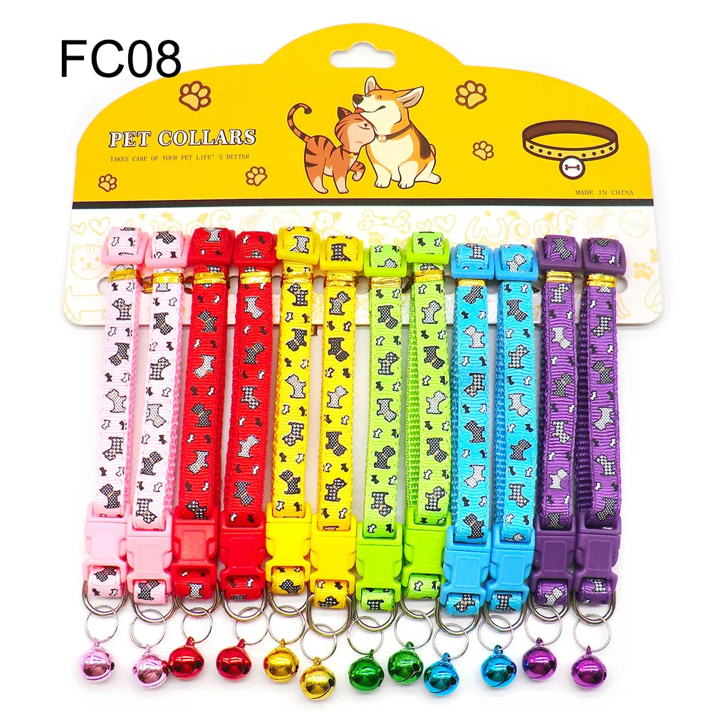 12pcs Mixed Color Pet Collars with Bell