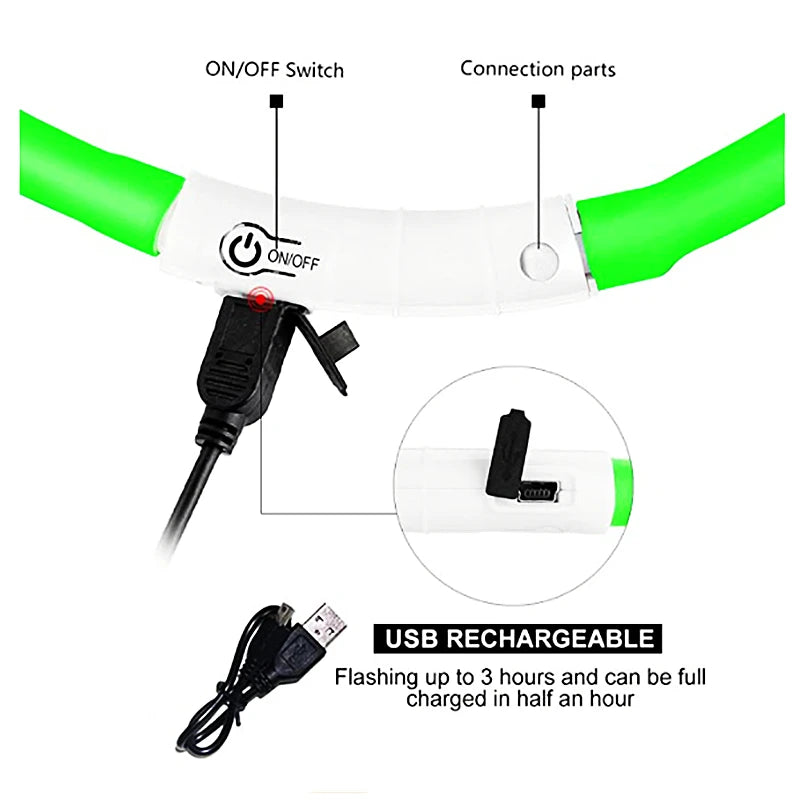 USB Rechargeable LED Pet Safety Collar