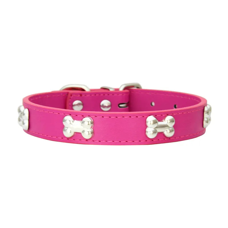 Durable Bone Leather Dog Collar